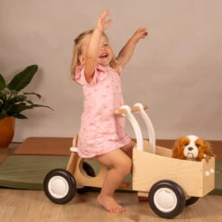 Houten Bakfiets Retro Wit Loopfiets VanDijkToys 7 Houten Bakfiets Retro Wit Loopfiets VanDijkToys -Speelgoedwinkel VDT M2007 Bakfiets blank wit retro wit