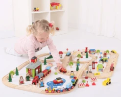 BigJigs BJT032 City Road & Rail Houten Treinbaan -Speelgoedwinkel bigjigs bjt032 city road and rail houten treinbaan 1