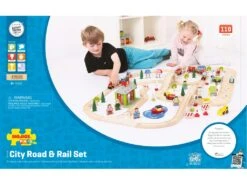 BigJigs BJT032 City Road & Rail Houten Treinbaan -Speelgoedwinkel bigjigs treinset bjt032 treinen en autobaanset houten trein.jpeg 1