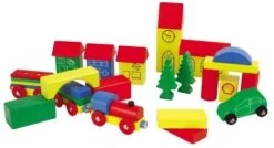 Blokkenset HEROS Combi-speelbox 32-delig -Speelgoedwinkel houten blokken combi in ton heros 27181 1 1