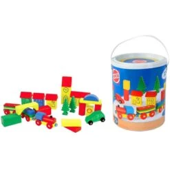 Blokkenset HEROS Combi-speelbox 32-delig -Speelgoedwinkel houten blokken combi in ton heros 27181 2