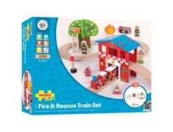 BigJigs BJT037 Fire&Rescue Train Set -Speelgoedwinkel houten treinset bigjigs bjt037 fire rescue train set 39dlg 1