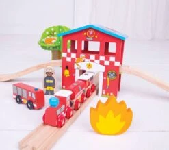 BigJigs BJT037 Fire&Rescue Train Set -Speelgoedwinkel houten treinset bigjigs bjt037 fire rescue train set 39dlg