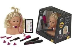 Kapkop Met Braun Satin Hair 7 Stijltang -Speelgoedwinkel kapkop stijltang theo klein 5245