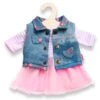 Kledingset Jurk Rose Met Spijkerjack Mt. 28 – 35 Cm. -Speelgoedwinkel kledingset pop heless 1550 2550