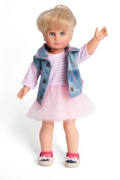 Kledingset Jurk Rose Met Spijkerjack Mt. 28 – 35 Cm. -Speelgoedwinkel kledingset pop heless 1550 2550 2