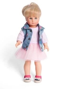 Kledingset Jurk Rose Met Spijkerjack Mt. 35 – 45 Cm. -Speelgoedwinkel kledingset pop heless 550 2550 1 1