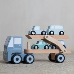 Little Dutch LD4453 Houten Autotransporter Blauw -Speelgoedwinkel little dutch 4453 autotransporter 2