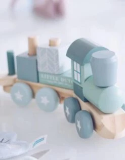 Little Dutch LD7036 Houten Blokkentrein Blauw -Speelgoedwinkel little dutch houten blokkentrein blauw 1 1