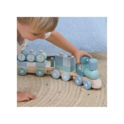 Little Dutch LD7036 Houten Blokkentrein Blauw -Speelgoedwinkel little dutch houten blokkentrein blauw 3