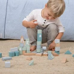 Little Dutch Houten Blokkenton Blauw LittleDutch -Speelgoedwinkel little dutch 4413 blauw houten blokken in ton 3