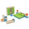 Meubelset Slaapkamer + Badkamer -Speelgoedwinkel slaapkamer en badkamer poppenhuis pintoy 12552