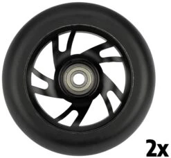 Stuntstep Wielen 100mm Alu Wheels Set Van 2 Black -Speelgoedwinkel stuntstepwielen set alu velg 52LK ZWZ black speelactief.nl 2