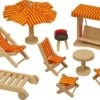 Tuinmeubelset – Inrichting Poppenhuis -Speelgoedwinkel tuinmeubelset poppenhuis goki 51913